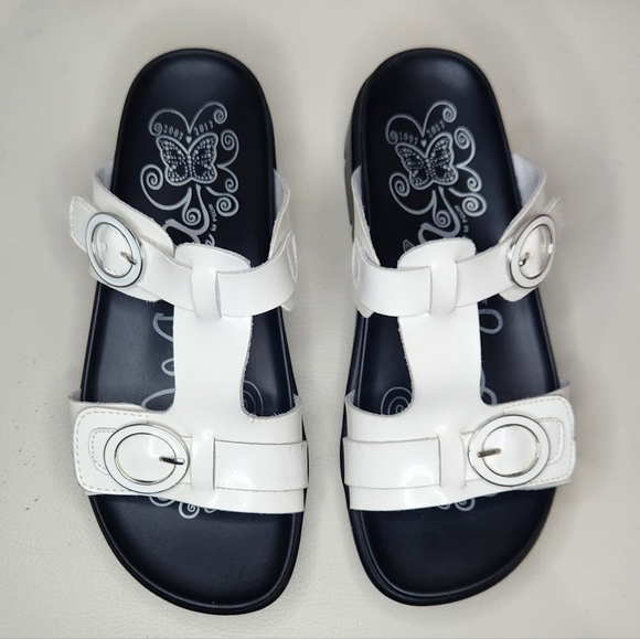 Alegria Vita White VT-109 Leather Women's Slide Sandals Shoes size 37 (7_7.5) - Picture 2 of 6
